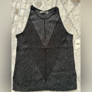 NWT Gemma Ribbed Tan Top Black/Silver Size XS